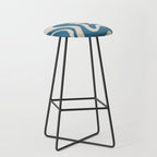 Retro Liquid Swirl Abstract Pattern in Beige and Boho Blue Stool Gallery Image 1