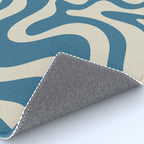 Retro Liquid Swirl Abstract Pattern in Beige and Boho Blue Rug Gallery Image 4