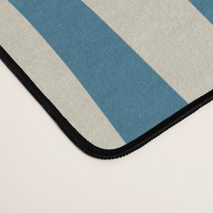 Retro Liquid Swirl Abstract Pattern in Beige and Boho Blue Desk Mat Gallery Image 4