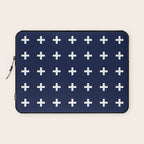 Navy Blue Swiss Cross Minimalist Line Drawing Laptop Sleeve Gallery Image 1