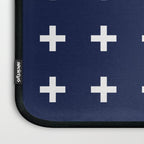 Navy Blue Swiss Cross Minimalist Line Drawing Laptop Sleeve Gallery Image 3