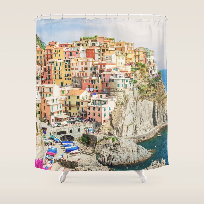 Bella Italia - Manarola, Cinque Terre Italy - Photo Society6 Art Print - Holiday Travel Photography Shower Curtain Gallery Image 1