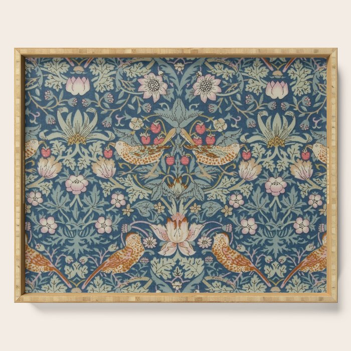 William Morris Strawberry Thief Blue Green Serving Tray Gallery Image 1