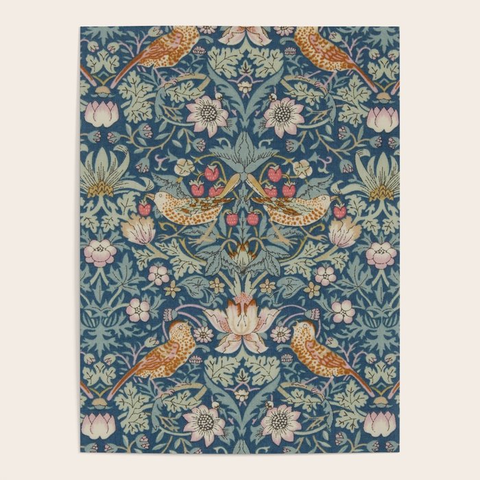 William Morris Strawberry Thief Blue Green Poster Gallery Image 4