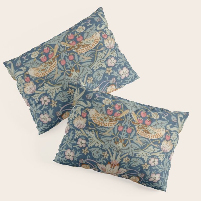 William Morris Strawberry Thief Blue Green Pillow Sham Gallery Image 3