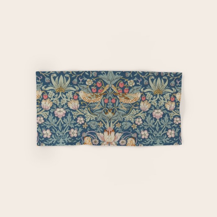 William Morris Strawberry Thief Blue Green Bath Towel Gallery Image 1