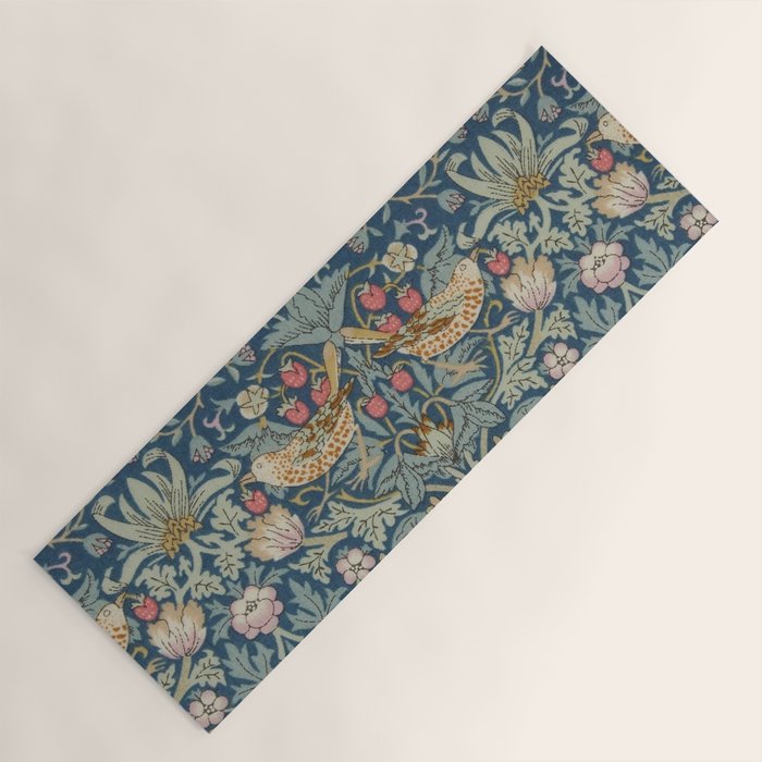 William Morris Strawberry Thief Blue Green Yoga Mat Gallery Image 1