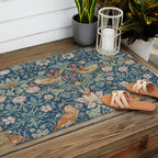 William Morris Strawberry Thief Blue Green Outdoor Rug Gallery Image 2