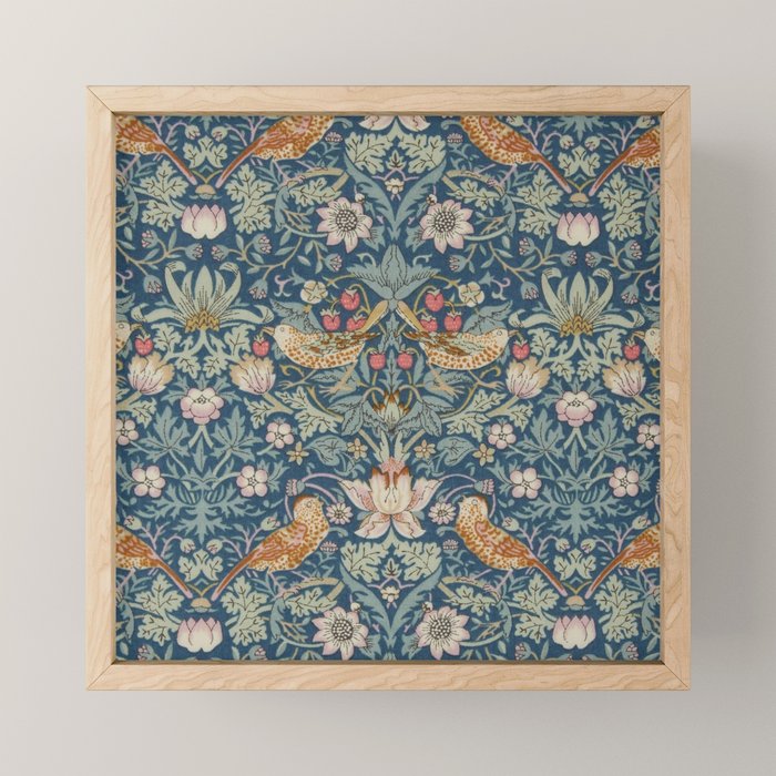 William Morris Strawberry Thief Blue Green Mini Art Print Gallery Image 1