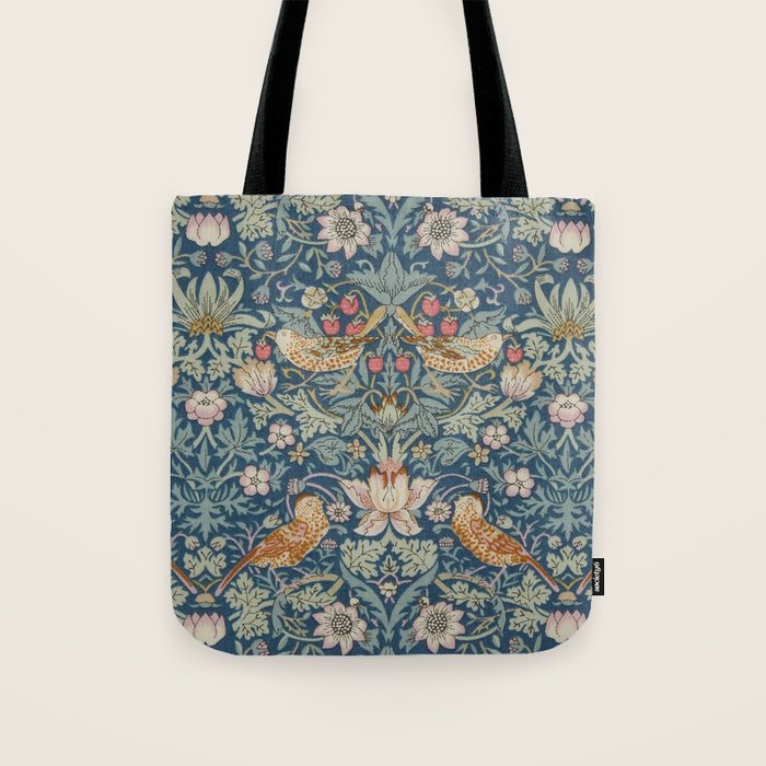 William Morris Strawberry Thief Blue Green Tote Bag Gallery Image 1