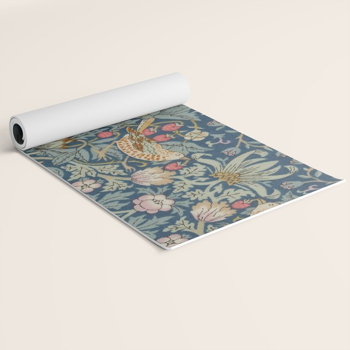 William Morris Strawberry Thief Blue Green Yoga Mat Gallery Image 2