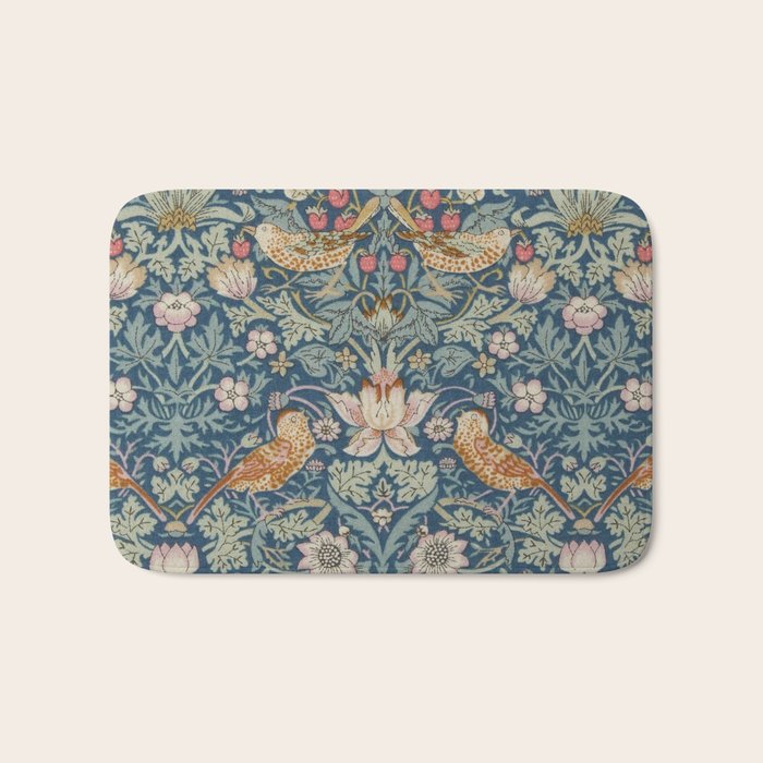 William Morris Strawberry Thief Blue Green Bath Mat Gallery Image 1