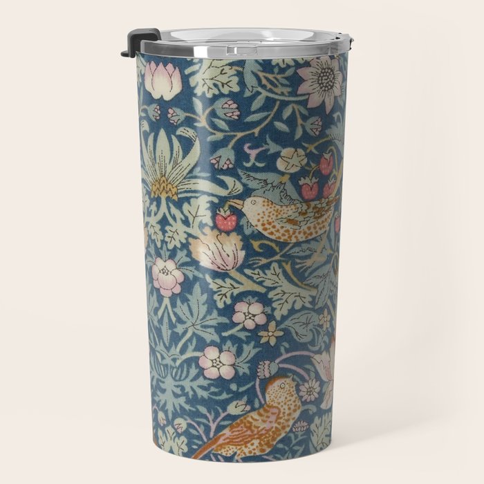 William Morris Strawberry Thief Blue Green Travel Mug Gallery Image 3
