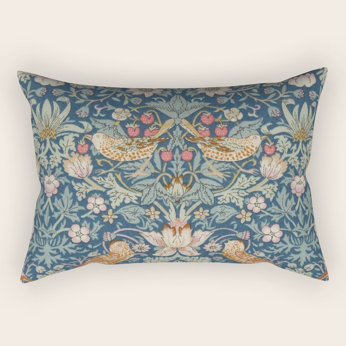 William Morris Strawberry Thief Blue Green Rectangular Pillow Gallery Image 2