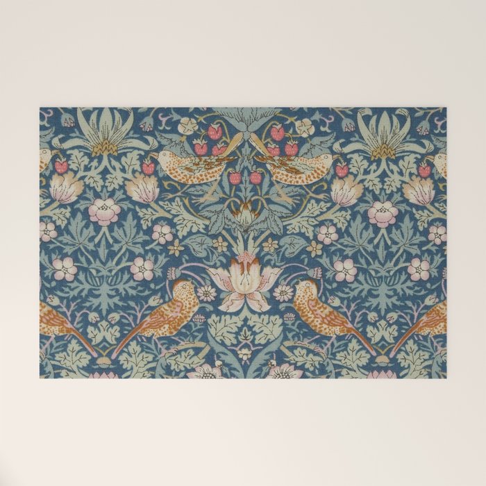 William Morris Strawberry Thief Blue Green Welcome Mat Gallery Image 1