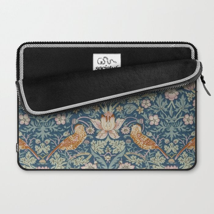 William Morris Strawberry Thief Blue Green Laptop Sleeve Gallery Image 2