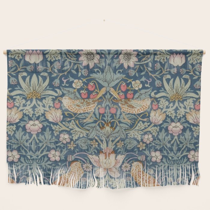 William Morris Strawberry Thief Blue Green Wall Hanging Gallery Image 1