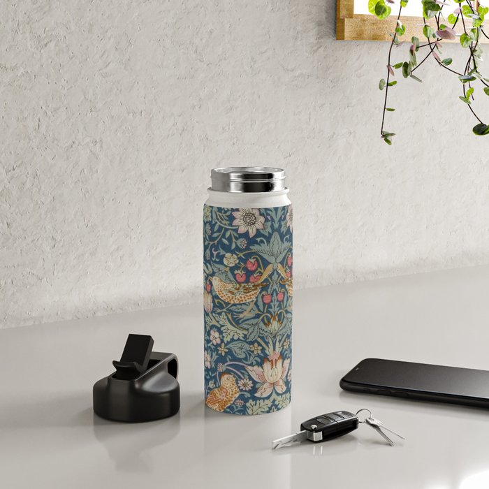 William Morris Strawberry Thief Blue Green Water Bottle Gallery Image 4