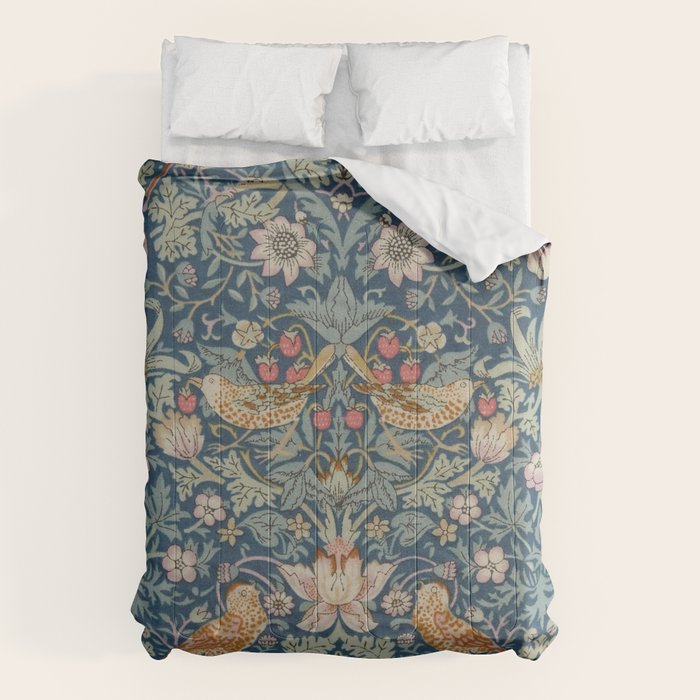 William Morris Strawberry Thief Blue Green Comforter Gallery Image 6