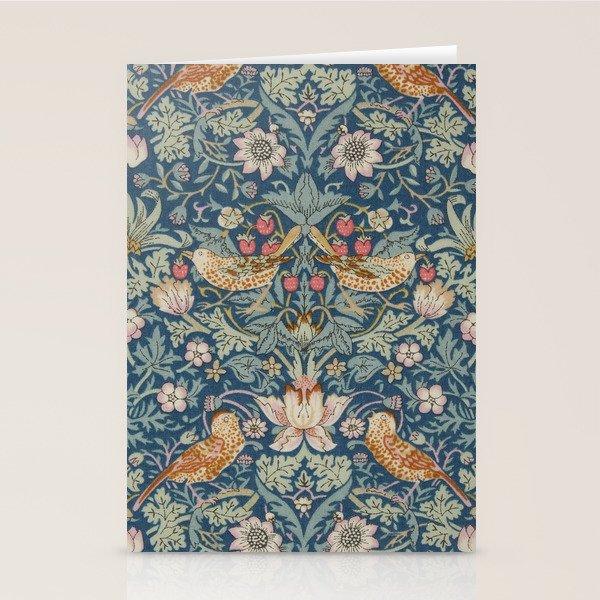 William Morris Strawberry Thief Blue Green Stationery Card Gallery Image 2