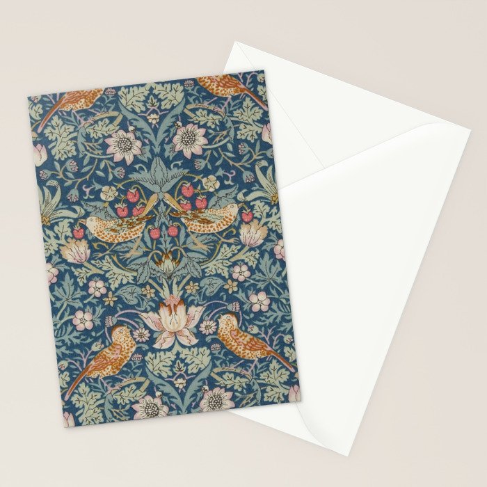 William Morris Strawberry Thief Blue Green Stationery Card Gallery Image 2