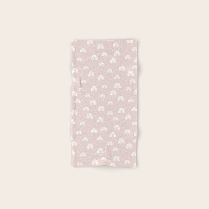 Boho Pink Rainbow - Pink & White Rainbow Pattern - Kids Rainbow Nursery Bath Towel Gallery Image 1