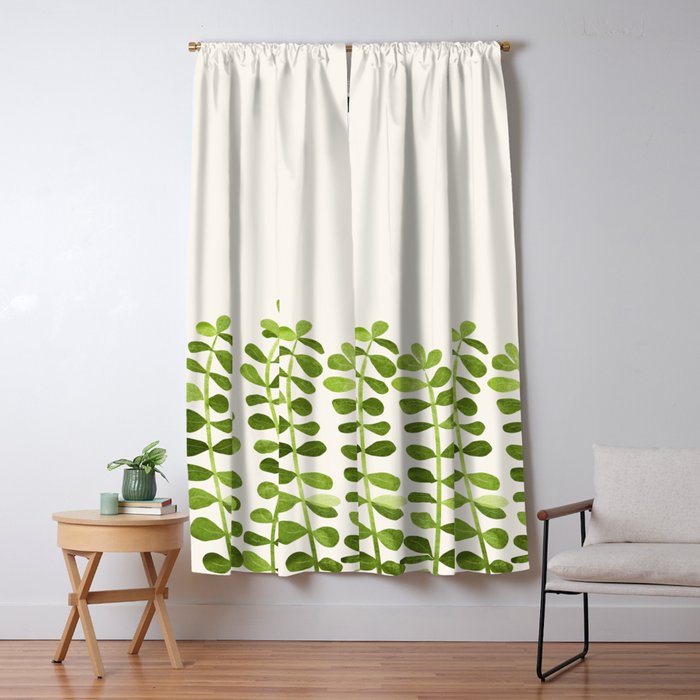 Watercolor Vines - Cute Botanical Painting Window Curtain Gallery Image 5