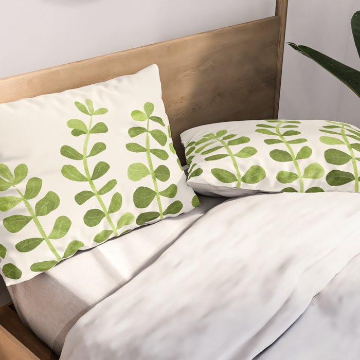 Watercolor Vines - Cute Botanical Painting Pillow Sham Gallery Image 2