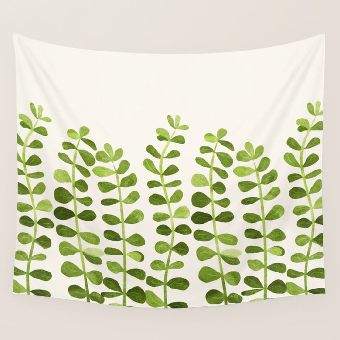 Watercolor Vines - Cute Botanical Painting Wall Tapestry Gallery Image 1