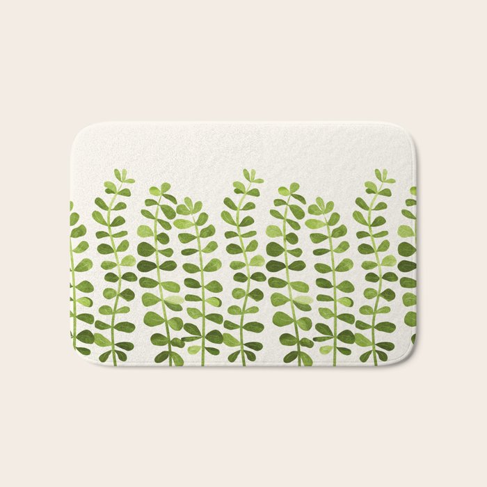 Watercolor Vines - Cute Botanical Painting Bath Mat Gallery Image 1