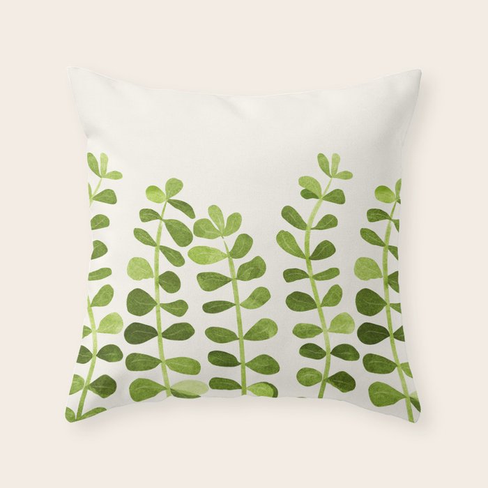Watercolor Vines - Cute Botanical Painting Throw Pillow Gallery Image 1