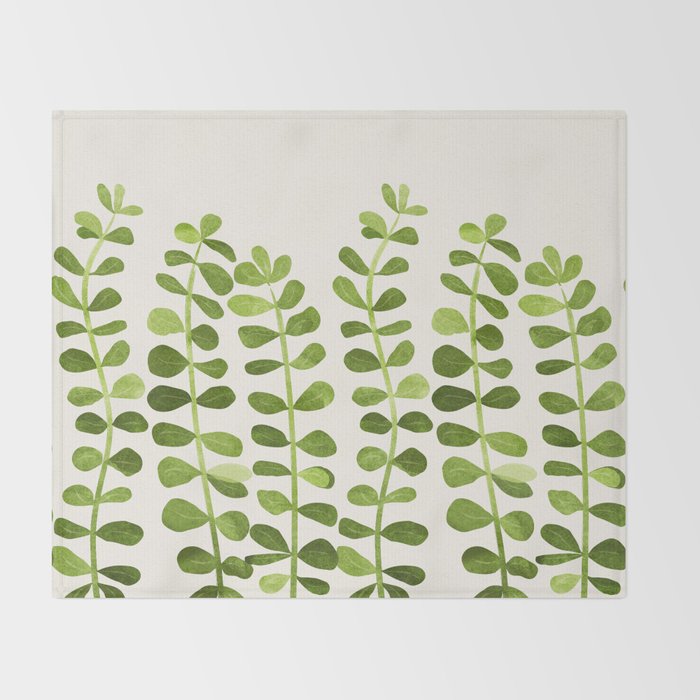 Watercolor Vines - Cute Botanical Painting Throw Blanket Gallery Image 2