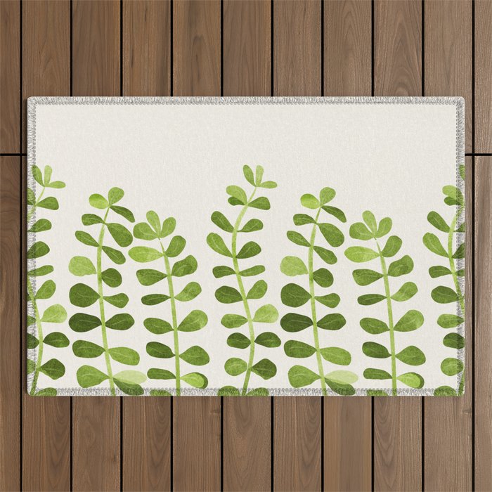 Watercolor Vines - Cute Botanical Painting Outdoor Rug Gallery Image 1