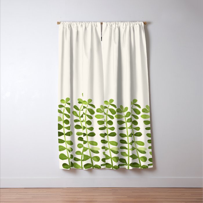 Watercolor Vines - Cute Botanical Painting Window Curtain Gallery Image 3