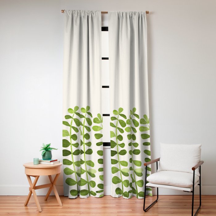 Watercolor Vines - Cute Botanical Painting Window Curtain Gallery Image 4