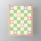 Colorful Flowers Green Check  Mini Art Print Gallery Image 1