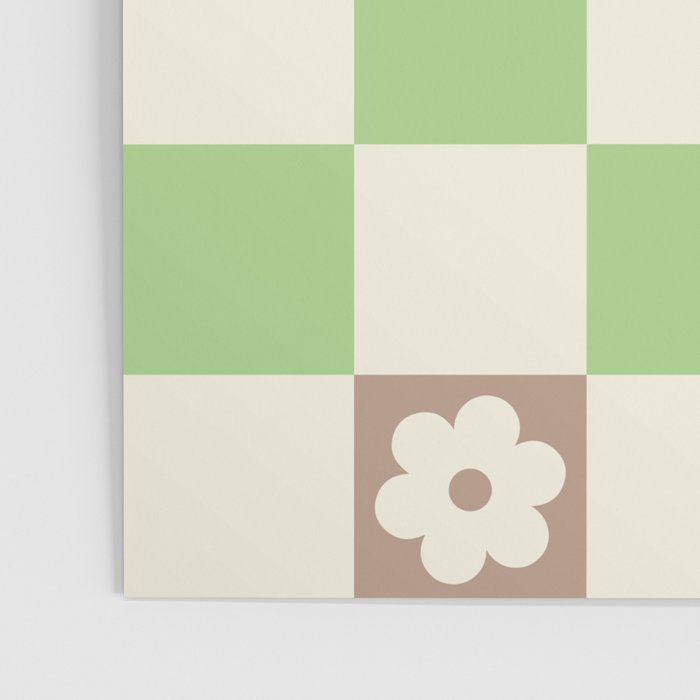 Colorful Flowers Green Check  Poster Gallery Image 3