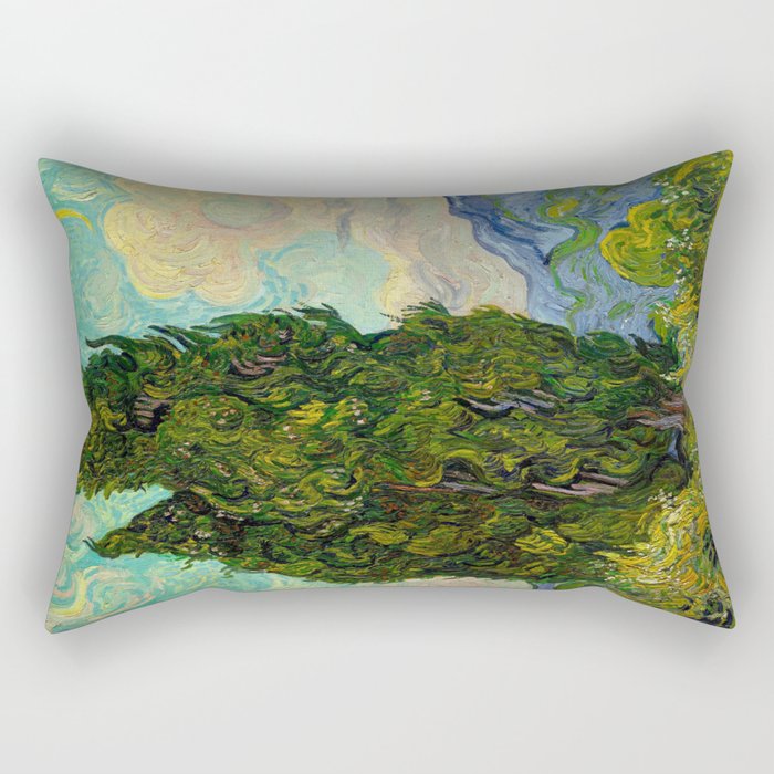 Cypresses Oil Painting Landscape Vincent van Gogh Rectangular Pillow Gallery Image 2