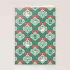 Christmas Dogs Festive Furry Holiday Ornaments Damask Dark Green  Stationery Card Gallery Image 2