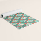 Christmas Dogs Festive Furry Holiday Ornaments Damask Dark Green  Yoga Mat Gallery Image 2
