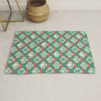 Christmas Dogs Festive Furry Holiday Ornaments Damask Dark Green  Rug Gallery Image 1