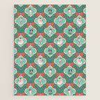 Christmas Dogs Festive Furry Holiday Ornaments Damask Dark Green  Jigsaw Puzzle Gallery Image 1