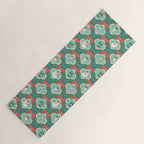 Christmas Dogs Festive Furry Holiday Ornaments Damask Dark Green  Yoga Mat Gallery Image 1