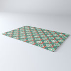 Christmas Dogs Festive Furry Holiday Ornaments Damask Dark Green  Rug Gallery Image 3