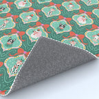 Christmas Dogs Festive Furry Holiday Ornaments Damask Dark Green  Rug Gallery Image 4