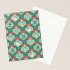 Christmas Dogs Festive Furry Holiday Ornaments Damask Dark Green  Stationery Card Gallery Image 2