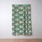 Christmas Dogs Festive Furry Holiday Ornaments Damask Dark Green  Window Curtain Gallery Image 3