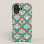 Christmas Dogs Festive Furry Holiday Ornaments Damask Dark Green  iPhone Case Gallery Image 1