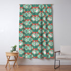 Christmas Dogs Festive Furry Holiday Ornaments Damask Dark Green  Window Curtain Gallery Image 5