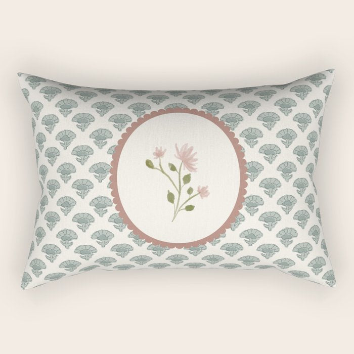 Ditsy Floral in Vintage Frame Rectangular Pillow Gallery Image 2
